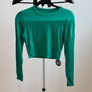 Green Long Sleeve Crop Top